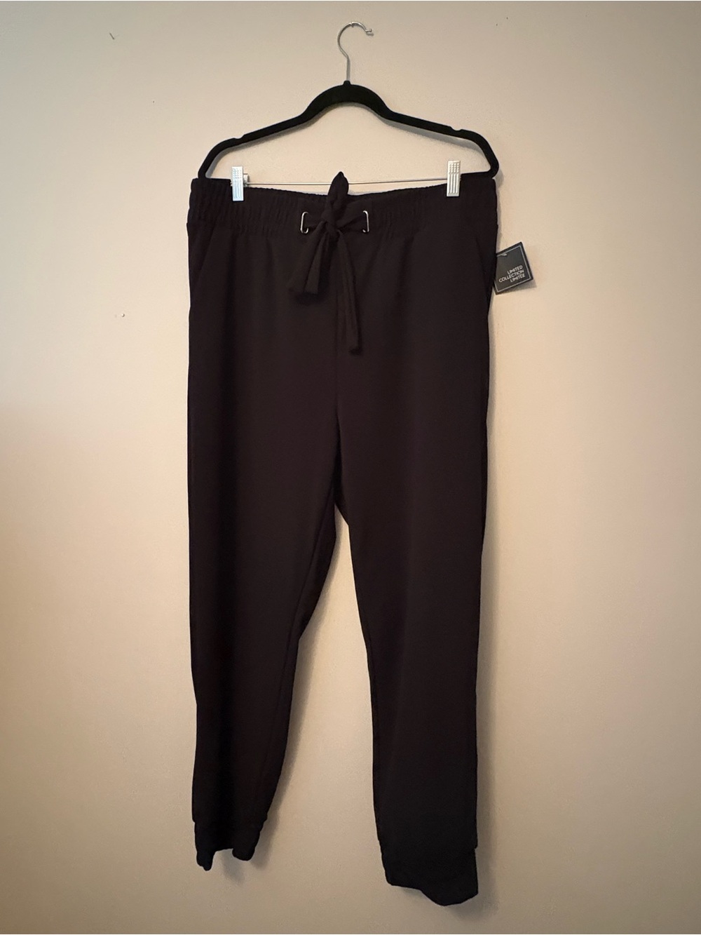 NWT Women's Black Drawstring Elastic-Waist Jogger Trousers 1x